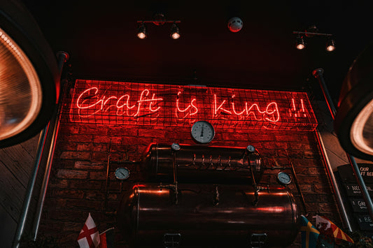 Craft is king neon sign in bar